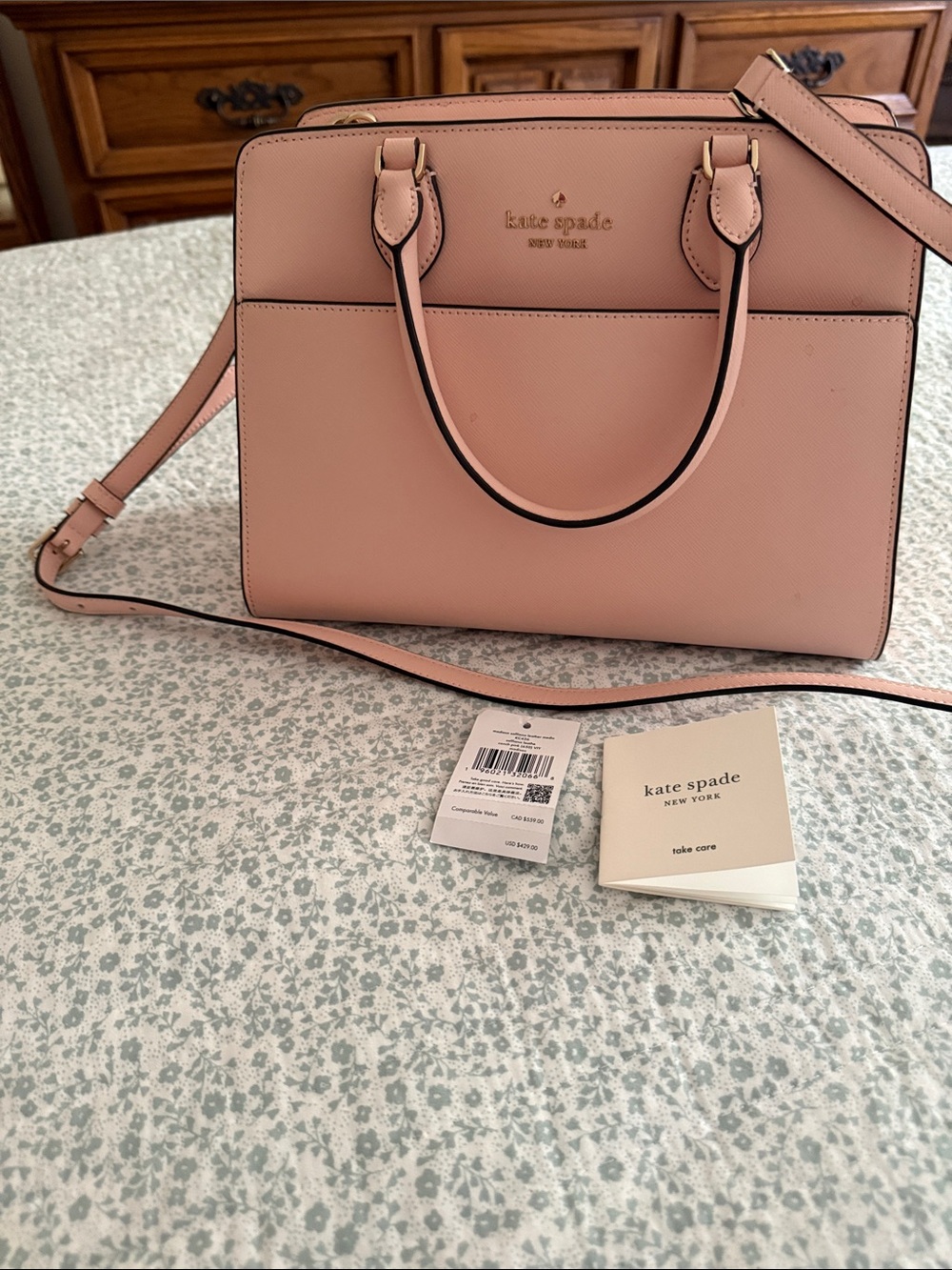 kate spade Conch Powder Pink Leather Satchel W Detachable Strap NWT never used